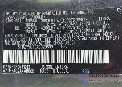 5TDZY5G13AS029809